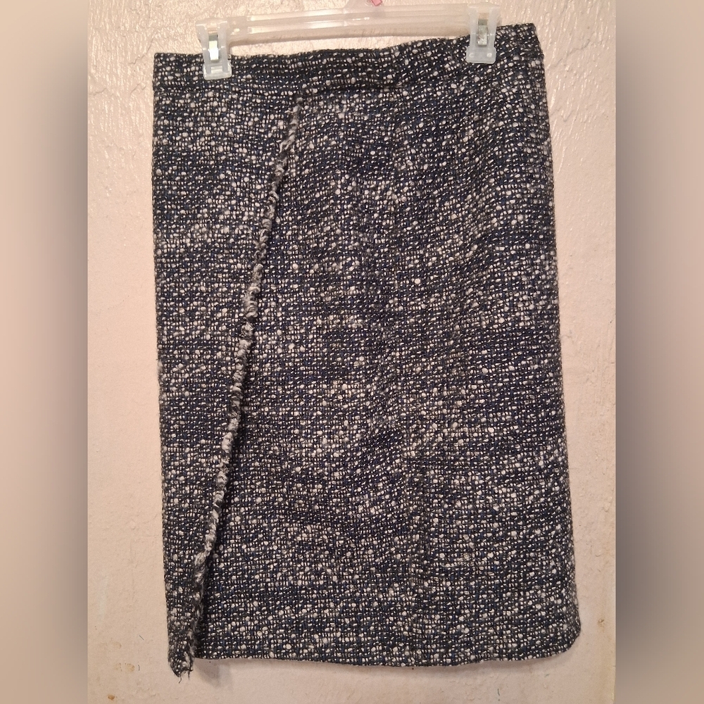 J. Crew Navy and White Tweed Pencil Skirt